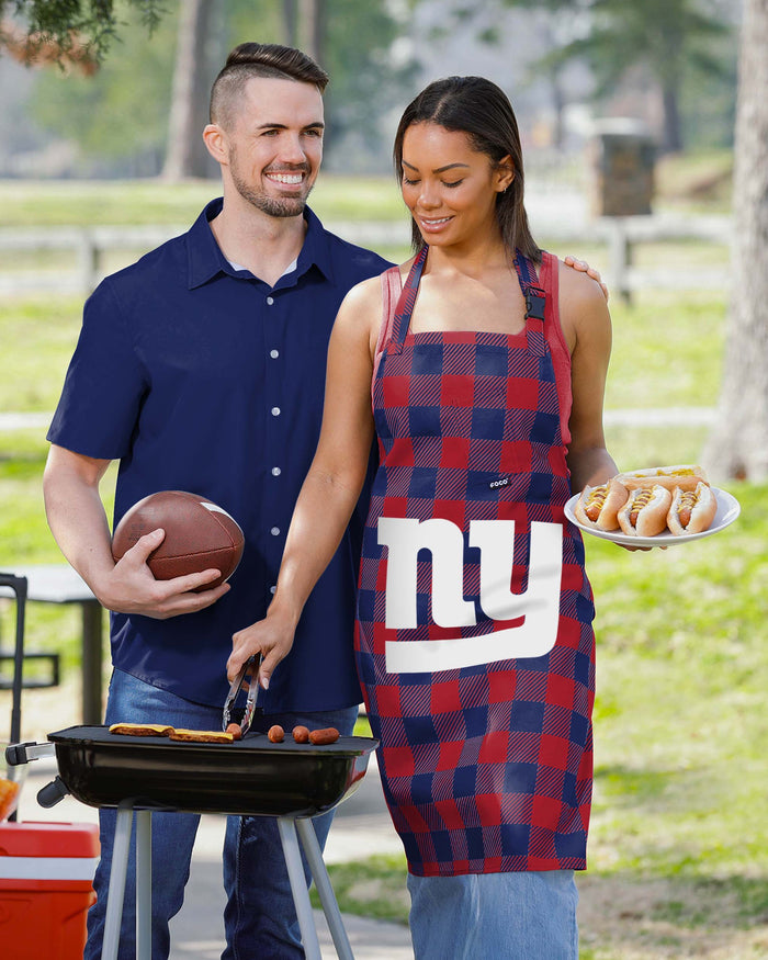 New York Giants Plaid Apron FOCO - FOCO.com