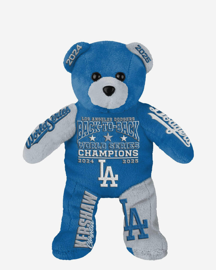 Clayton Kershaw Los Angeles Dodgers 2025 Back To Back World Series Champions Player Embroidered Bear FOCO - FOCO.com