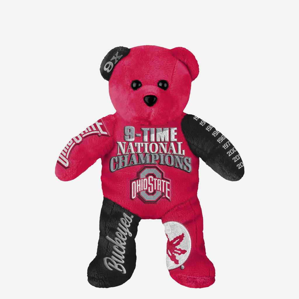 Ohio State Buckeyes 9x Football National Champions Team Beans Embroidered Bear FOCO - FOCO.com