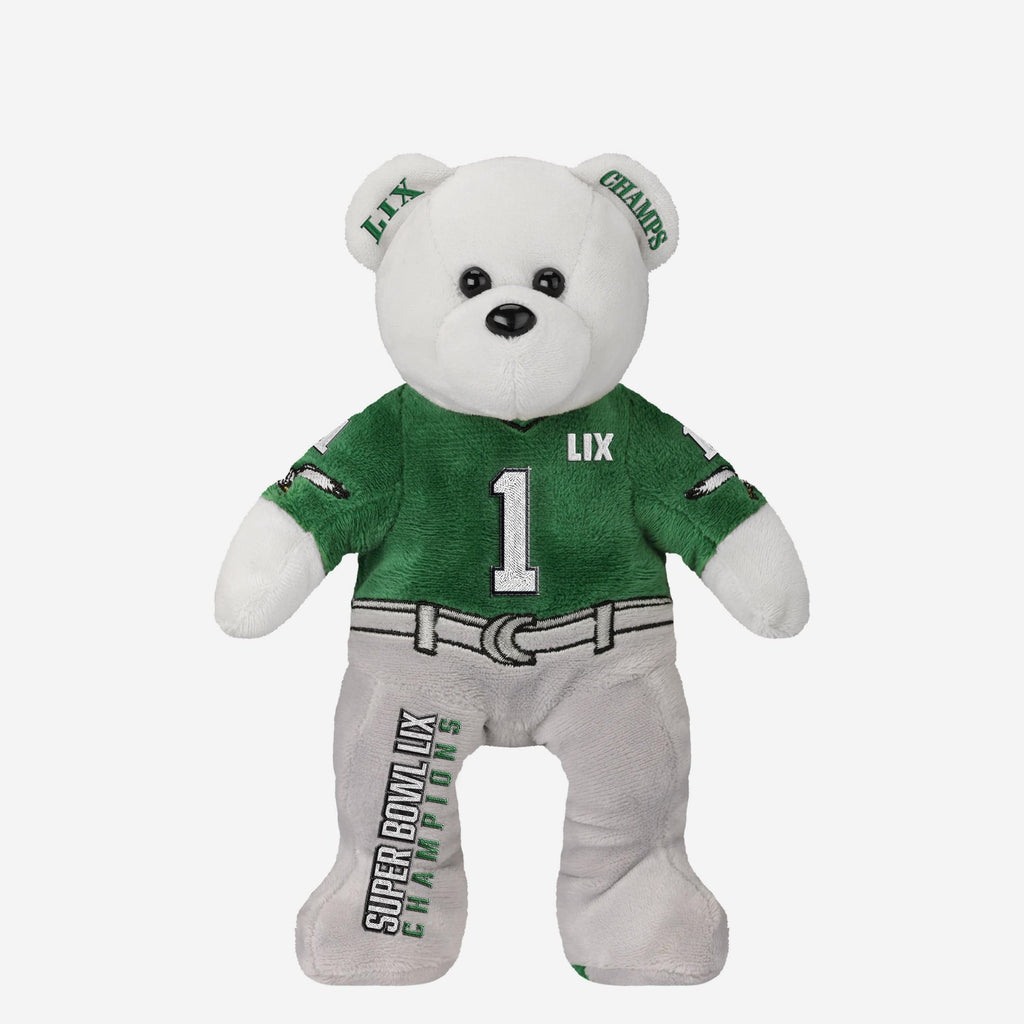 Jalen Hurts Philadelphia Eagles Superbowl LIX Champions Kelly Green Player Team Beans Embroided Bear FOCO - FOCO.com