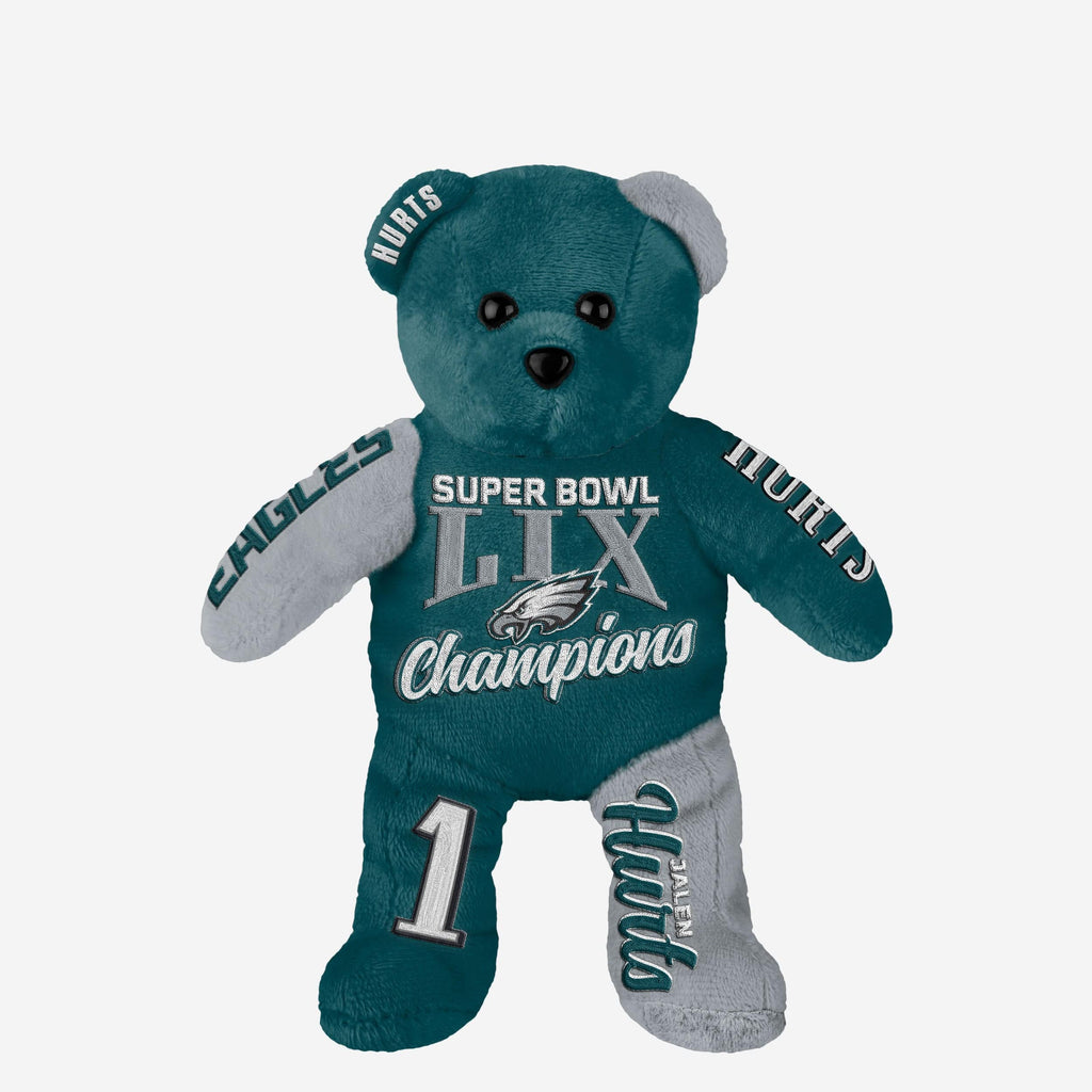 Jalen Hurts Philadelphia Eagles Super Bowl LIX Champions Team Beans Embroidered Player Bear FOCO - FOCO.com