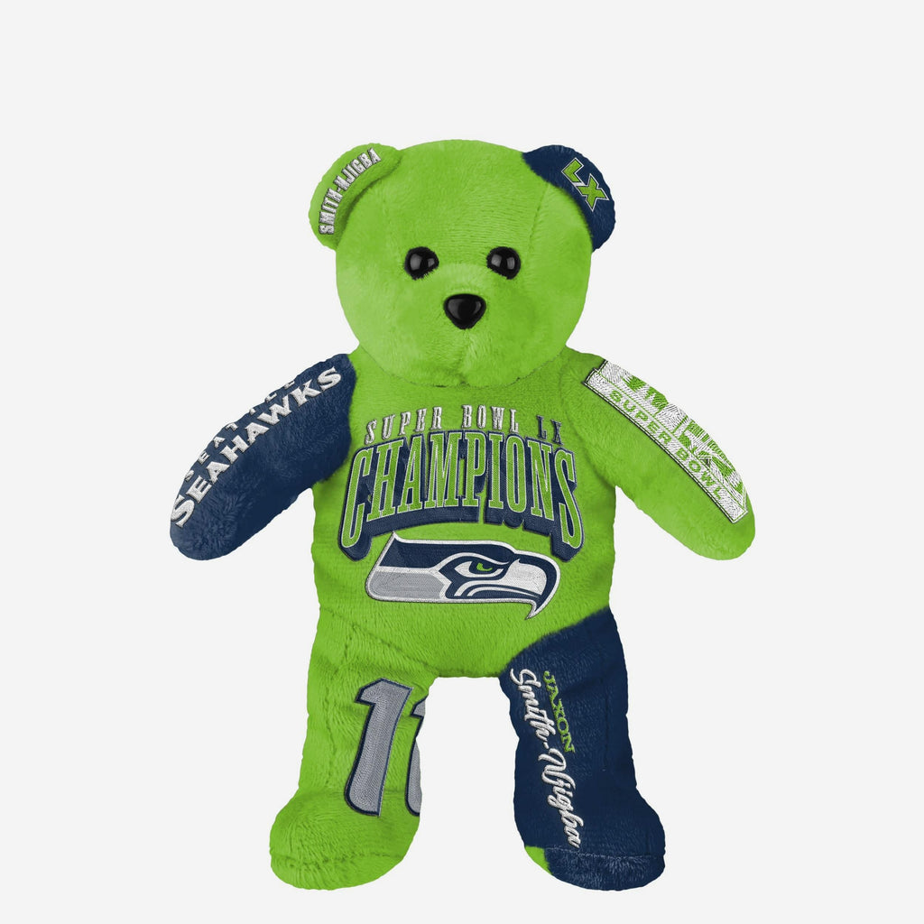 Jaxon Smith-Njigba Seattle Seahawks Super Bowl LX Champions Team Beans Embroidered Player Bear FOCO - FOCO.com