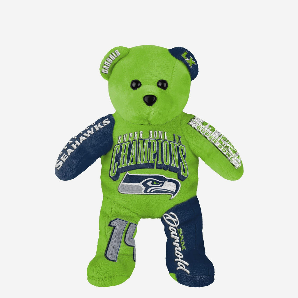 Sam Darnold Seattle Seahawks Super Bowl LX Champions Team Beans Embroidered Player Bear FOCO - FOCO.com