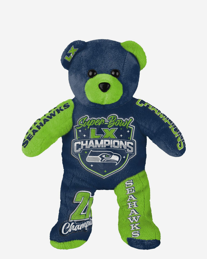 Seattle Seahawks Super Bowl LX Champions Team Beans Embroidered Bear FOCO - FOCO.com