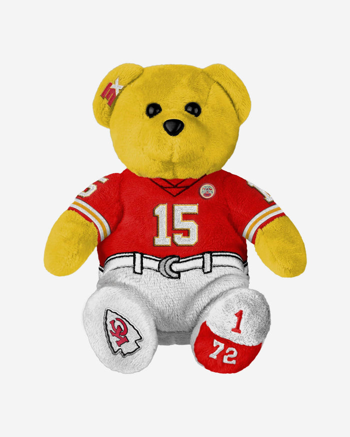 Patrick Mahomes Kansas City Chiefs 3x Super Bowl LVIII Champions Team Beans Embroidered Player Bear FOCO - FOCO.com