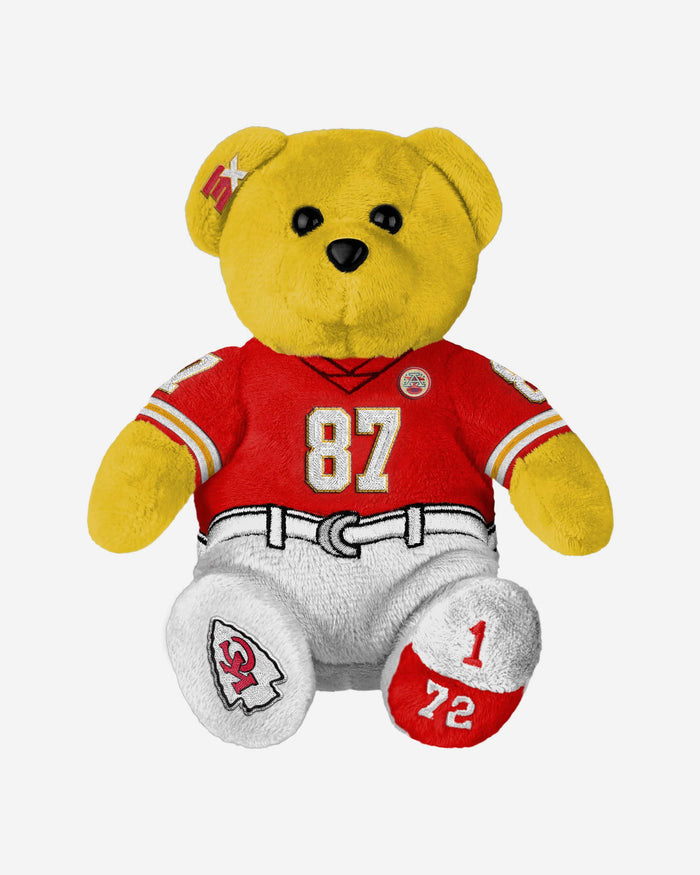 Travis Kelce Kansas City Chiefs 3x Super Bowl LVIII Champions Team Beans Embroidered Player Bear FOCO - FOCO.com