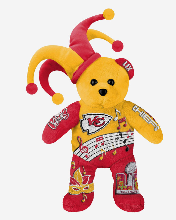 Kansas City Chiefs Jester AFC Super Bowl LIX Bound Team Beans Embroidered Bear FOCO - FOCO.com