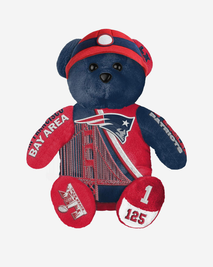 New England Patriots AFC Super Bowl LX Bound Team Beans Thematic Embroidered Bear FOCO - FOCO.com
