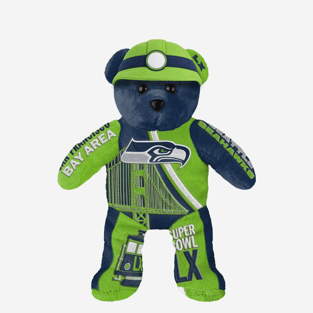 Seattle Seahawks NFC Super Bowl LX Bound Team Beans Thematic Embroidered Bear FOCO - FOCO.com