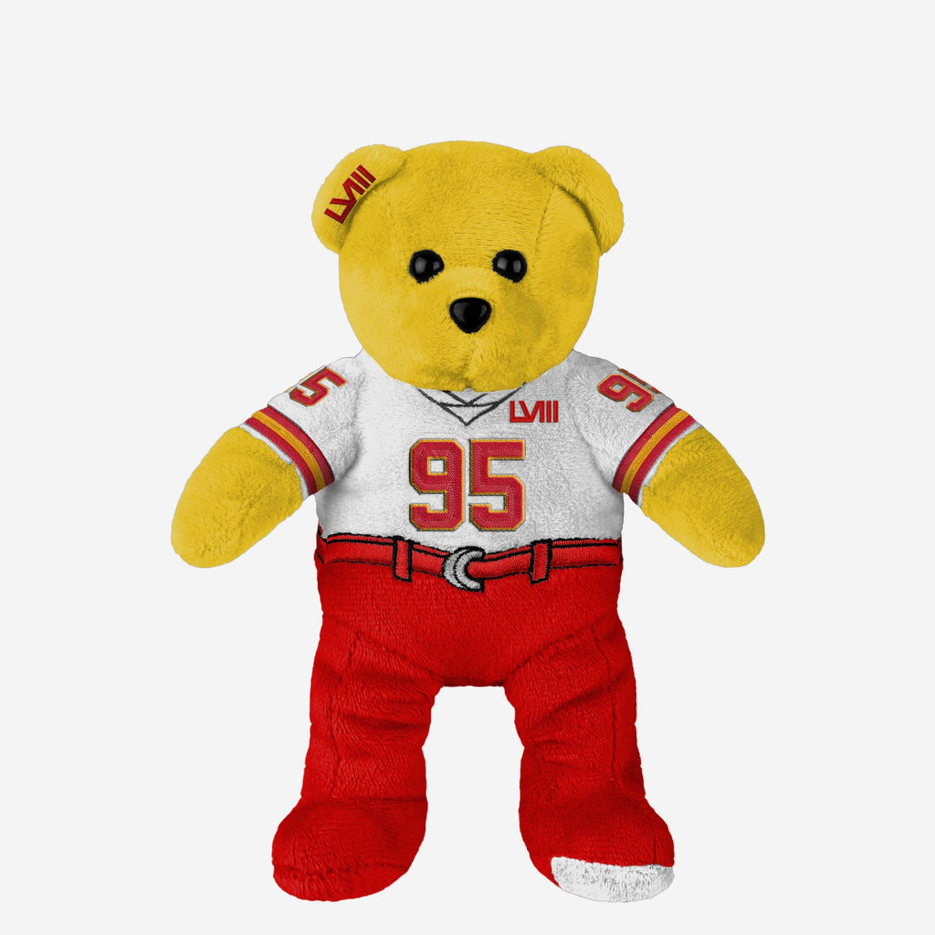 Chris Jones Kansas City Chiefs Super Bowl LVIII White Uniform Team Beans Embroidered Player Bear FOCO - FOCO.com