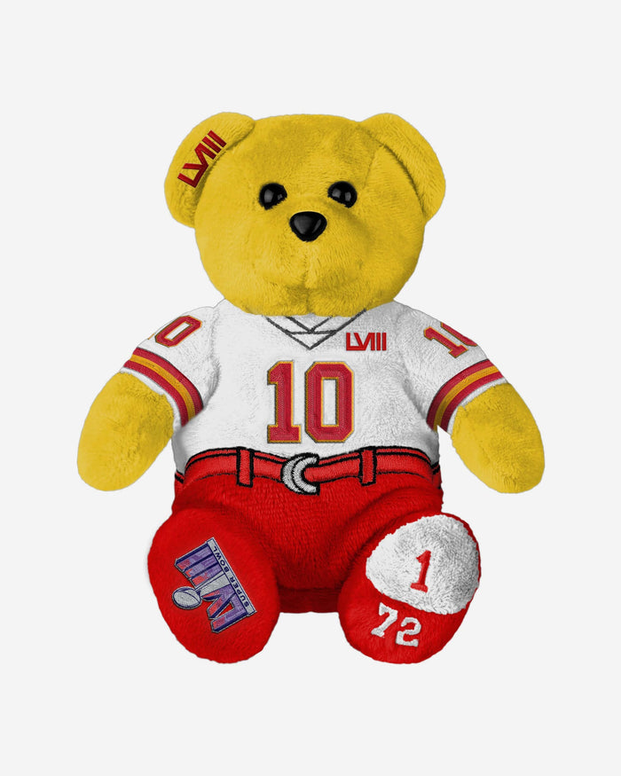 Isiah Pacheco Kansas City Chiefs Super Bowl LVIII White Uniform Team Beans Embroidered Player Bear FOCO - FOCO.com