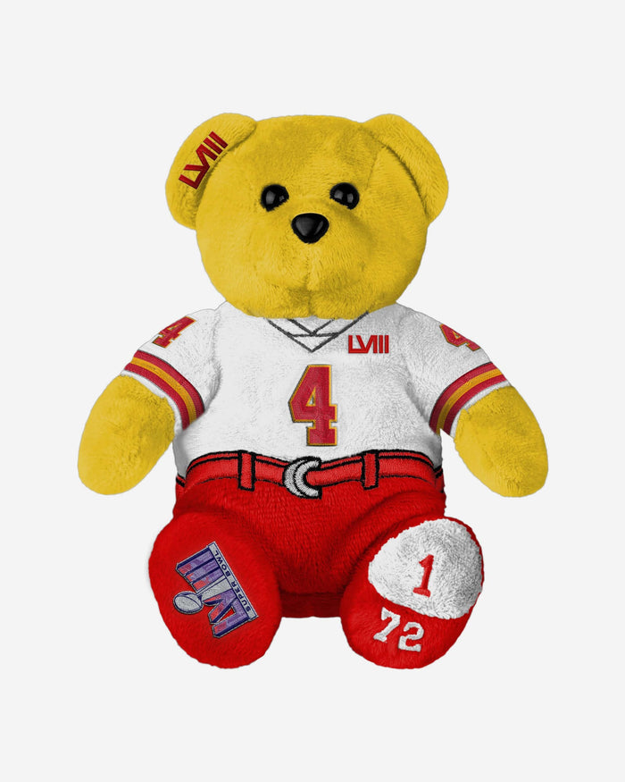 Rashee Rice Kansas City Chiefs Super Bowl LVIII White Uniform Team Beans Embroidered Player Bear FOCO - FOCO.com