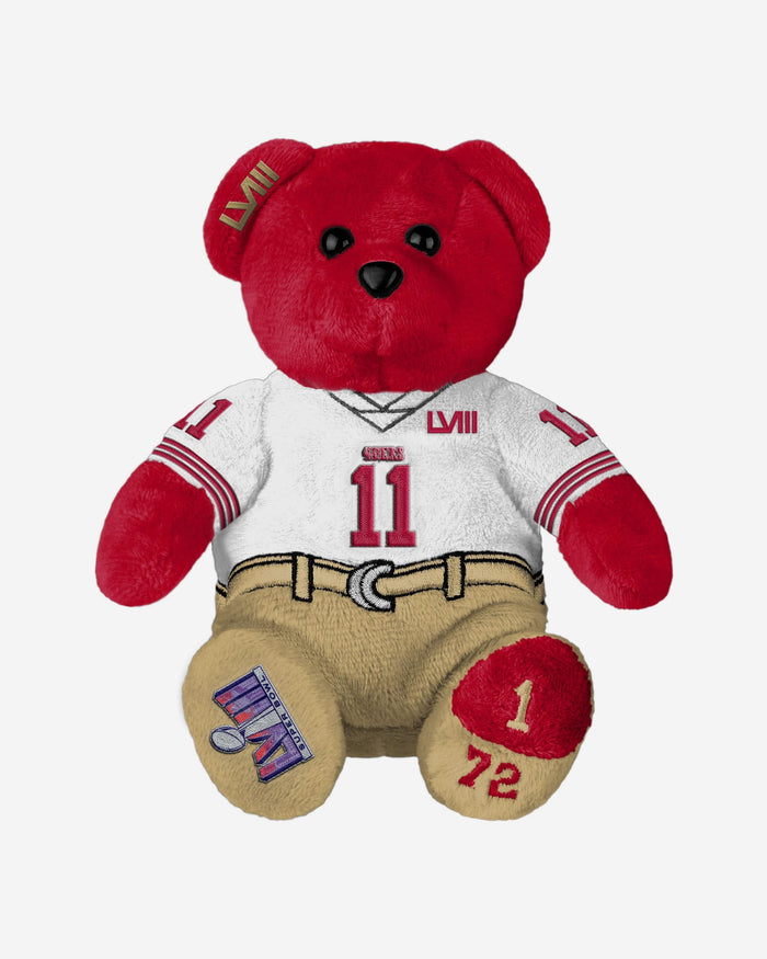 Brandon Aiyuk San Francisco 49ers Super Bowl LVIII White Uniform Team Beans Embroidered Player Bear FOCO - FOCO.com