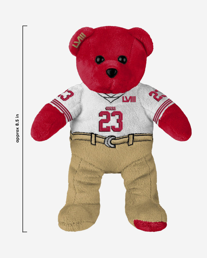 Christian McCaffrey San Francisco 49ers Super Bowl LVIII White Uniform Team Beans Embroidered Player Bear FOCO - FOCO.com