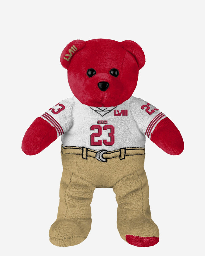 Christian McCaffrey San Francisco 49ers Super Bowl LVIII White Uniform Team Beans Embroidered Player Bear FOCO - FOCO.com