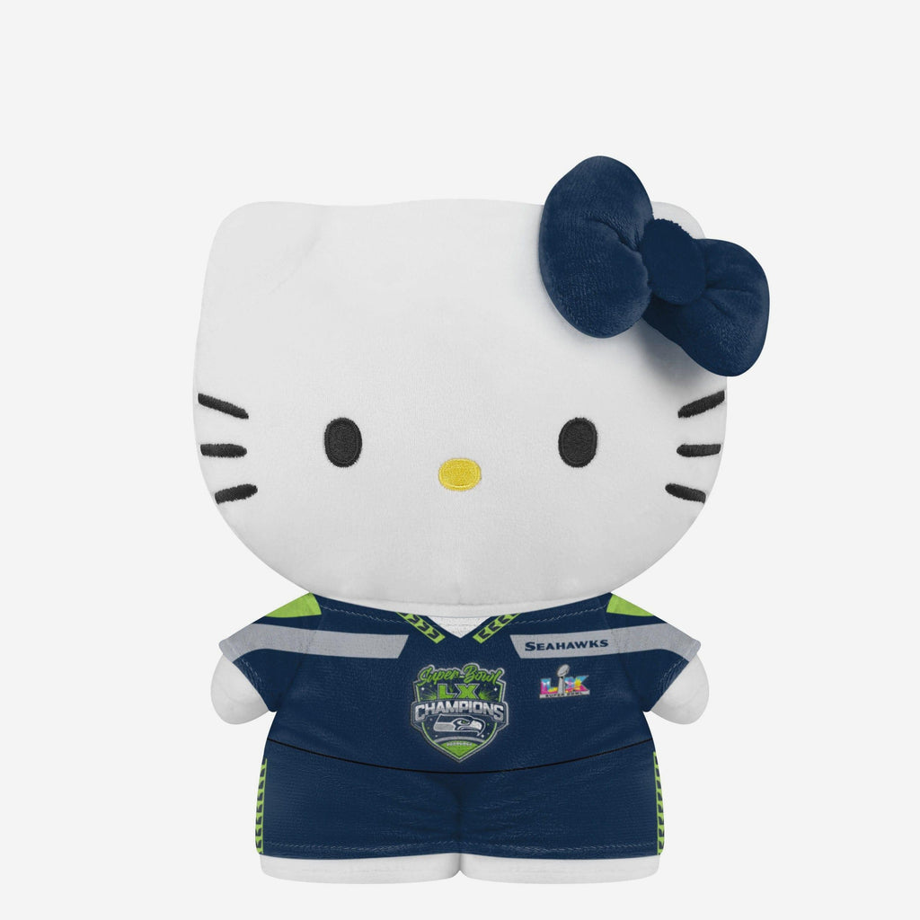 Seattle Seahawks Super Bowl LX Champions Team Color Bow Hello Kitty® Jersey Plush FOCO - FOCO.com