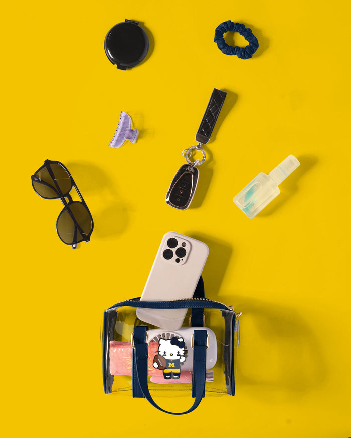 Michigan Wolverines Hello Kitty® Clear Barrel Bag FOCO - FOCO.com