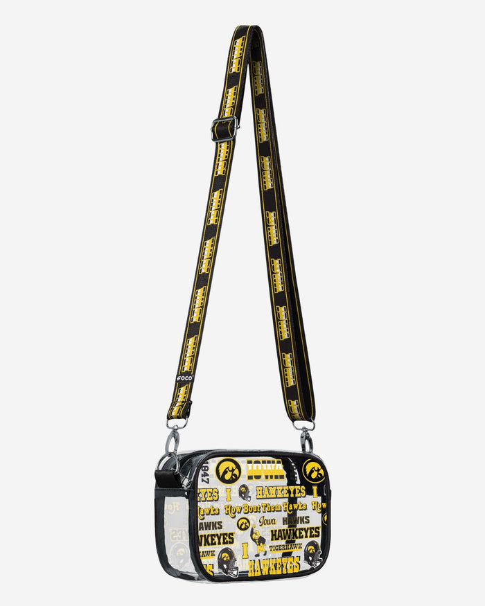 Iowa Hawkeyes Repeat Retro Print Clear Crossbody Bag FOCO - FOCO.com