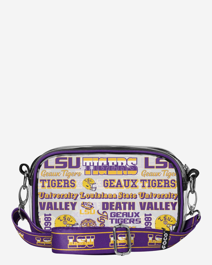 LSU Tigers Repeat Retro Print Clear Crossbody Bag FOCO - FOCO.com