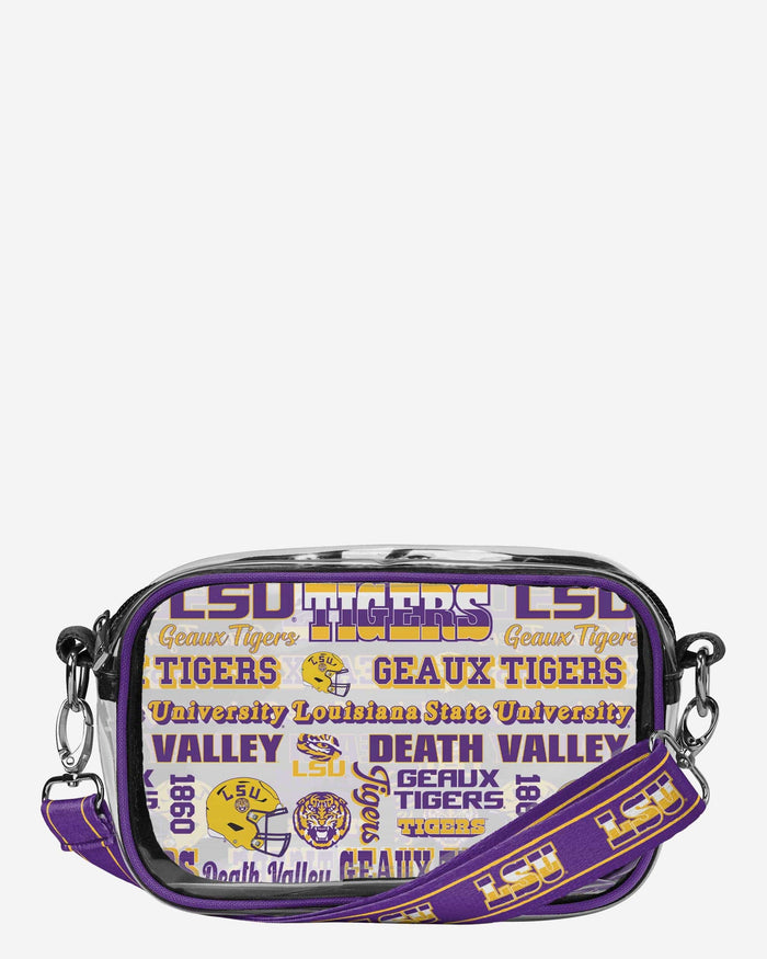 LSU Tigers Repeat Retro Print Clear Crossbody Bag FOCO - FOCO.com