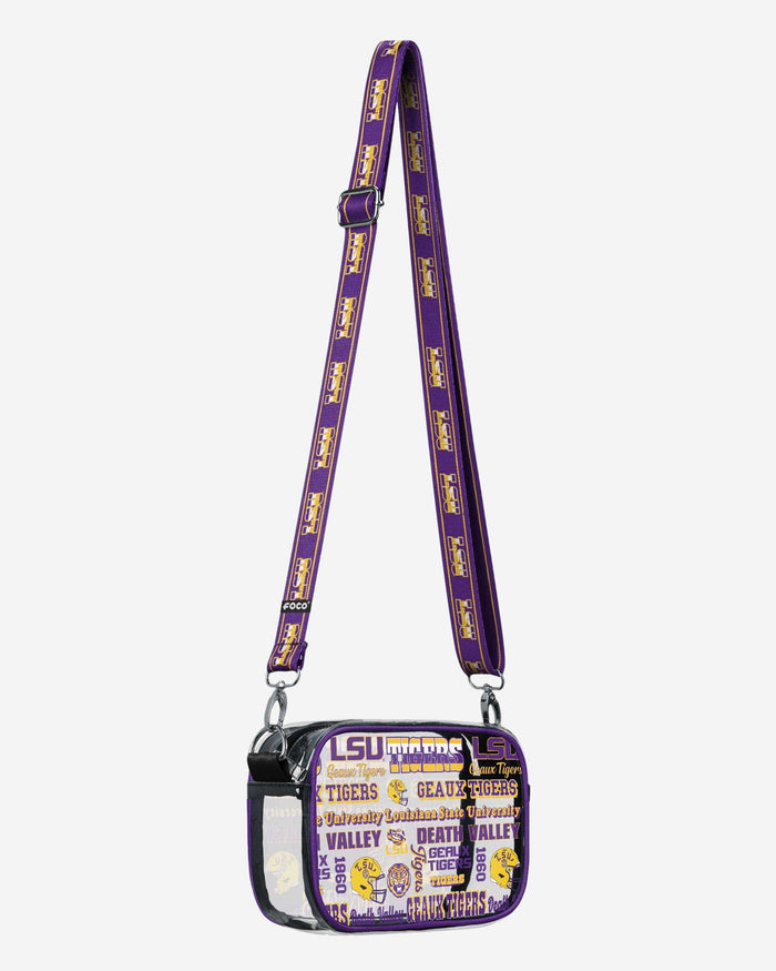 LSU Tigers Repeat Retro Print Clear Crossbody Bag FOCO - FOCO.com