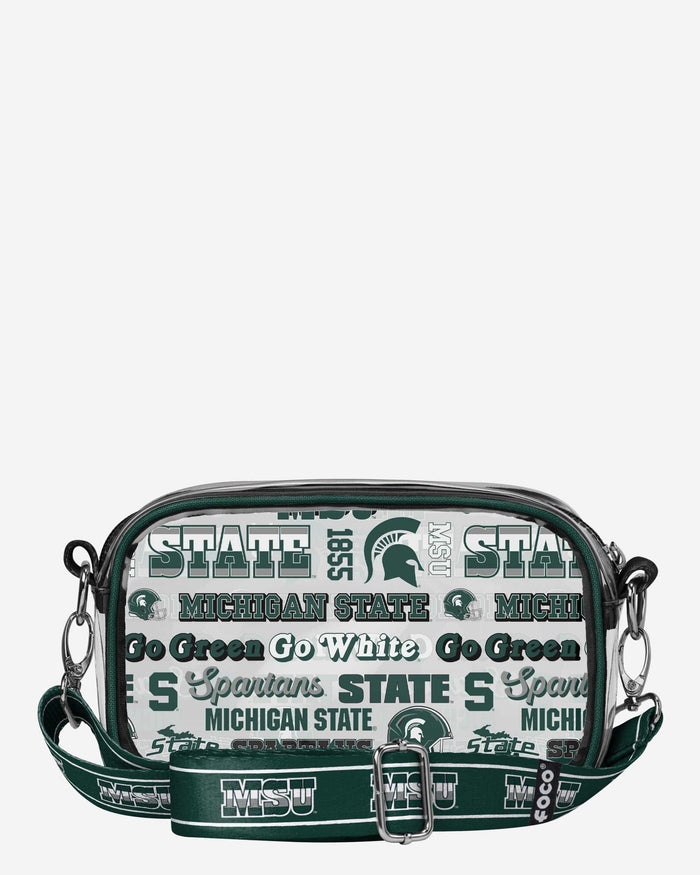 Michigan State Spartans Repeat Retro Print Clear Crossbody Bag FOCO - FOCO.com