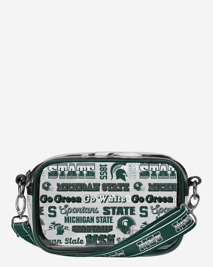 Michigan State Spartans Repeat Retro Print Clear Crossbody Bag FOCO - FOCO.com