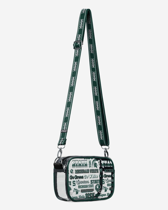 Michigan State Spartans Repeat Retro Print Clear Crossbody Bag FOCO - FOCO.com