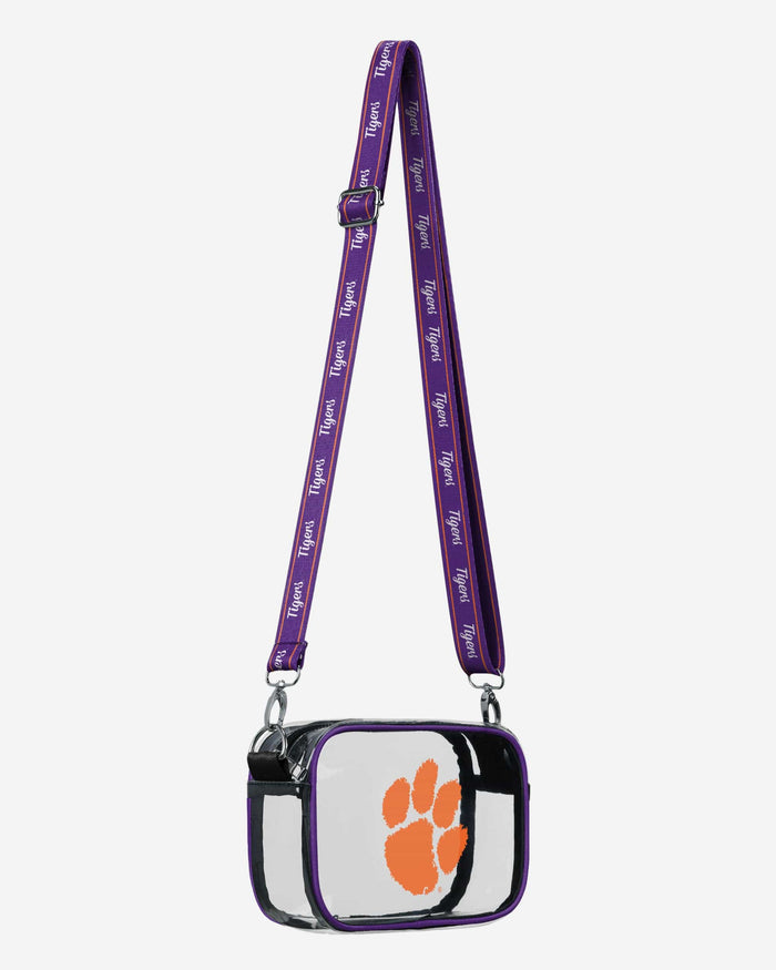 Clemson Tigers Team Stripe Clear Crossbody Bag FOCO - FOCO.com