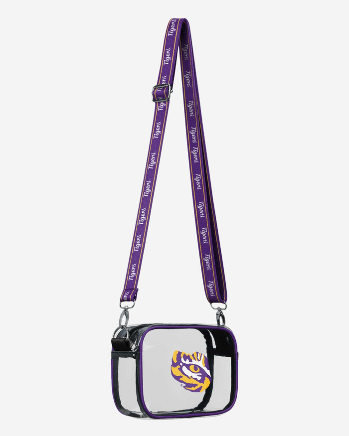 LSU Tigers Team Stripe Clear Crossbody Bag FOCO - FOCO.com