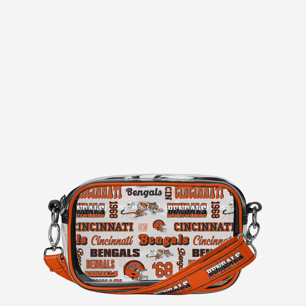 Cincinnati Bengals Repeat Retro Print Clear Crossbody Bag FOCO - FOCO.com