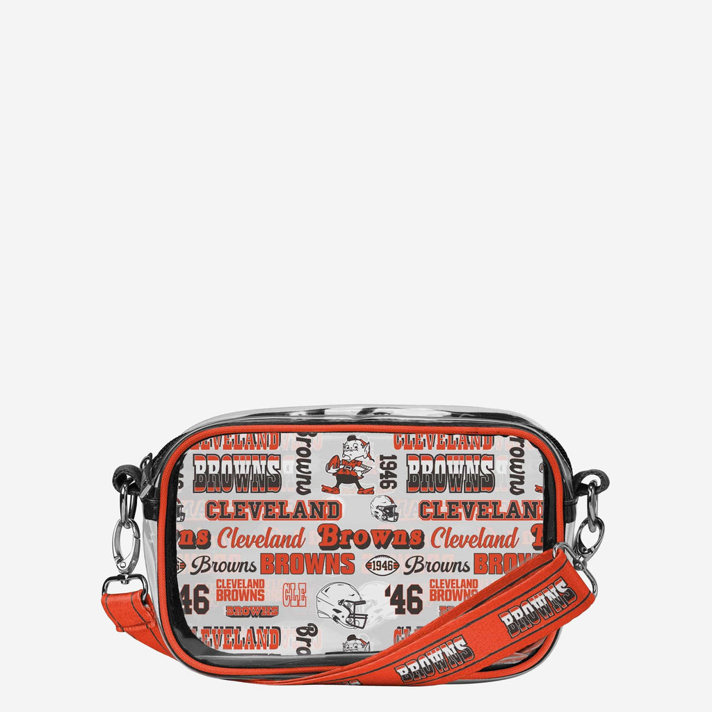 Cleveland Browns Repeat Retro Print Clear Crossbody Bag FOCO - FOCO.com