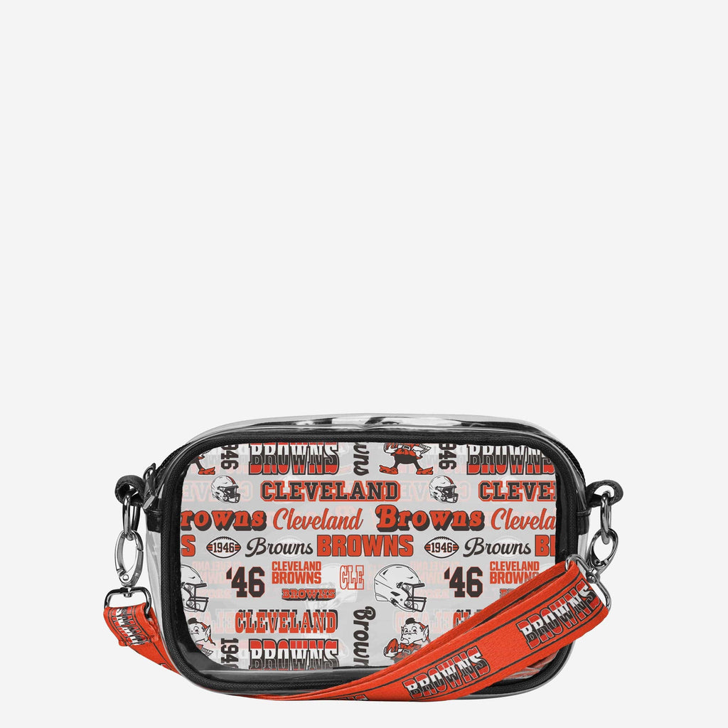 Cleveland Browns Repeat Retro Print Clear Crossbody Bag FOCO - FOCO.com