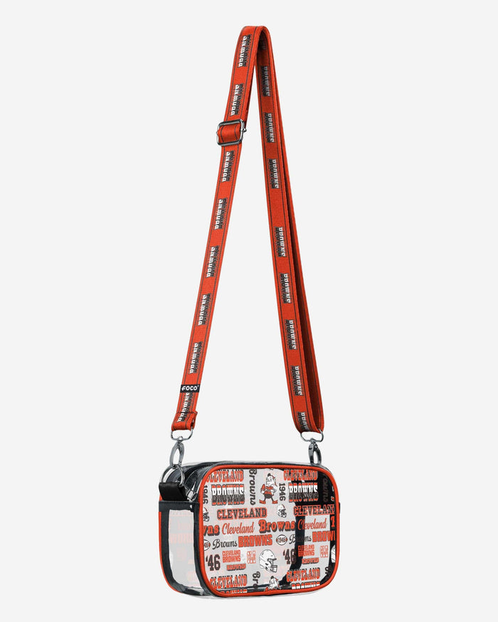 Cleveland Browns Repeat Retro Print Clear Crossbody Bag FOCO - FOCO.com