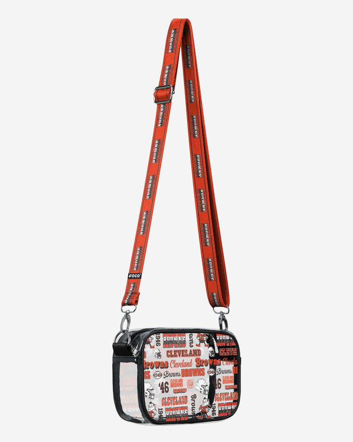 Cleveland Browns Repeat Retro Print Clear Crossbody Bag FOCO - FOCO.com