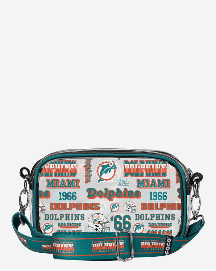 Miami Dolphins Repeat Retro Print Clear Crossbody Bag FOCO - FOCO.com