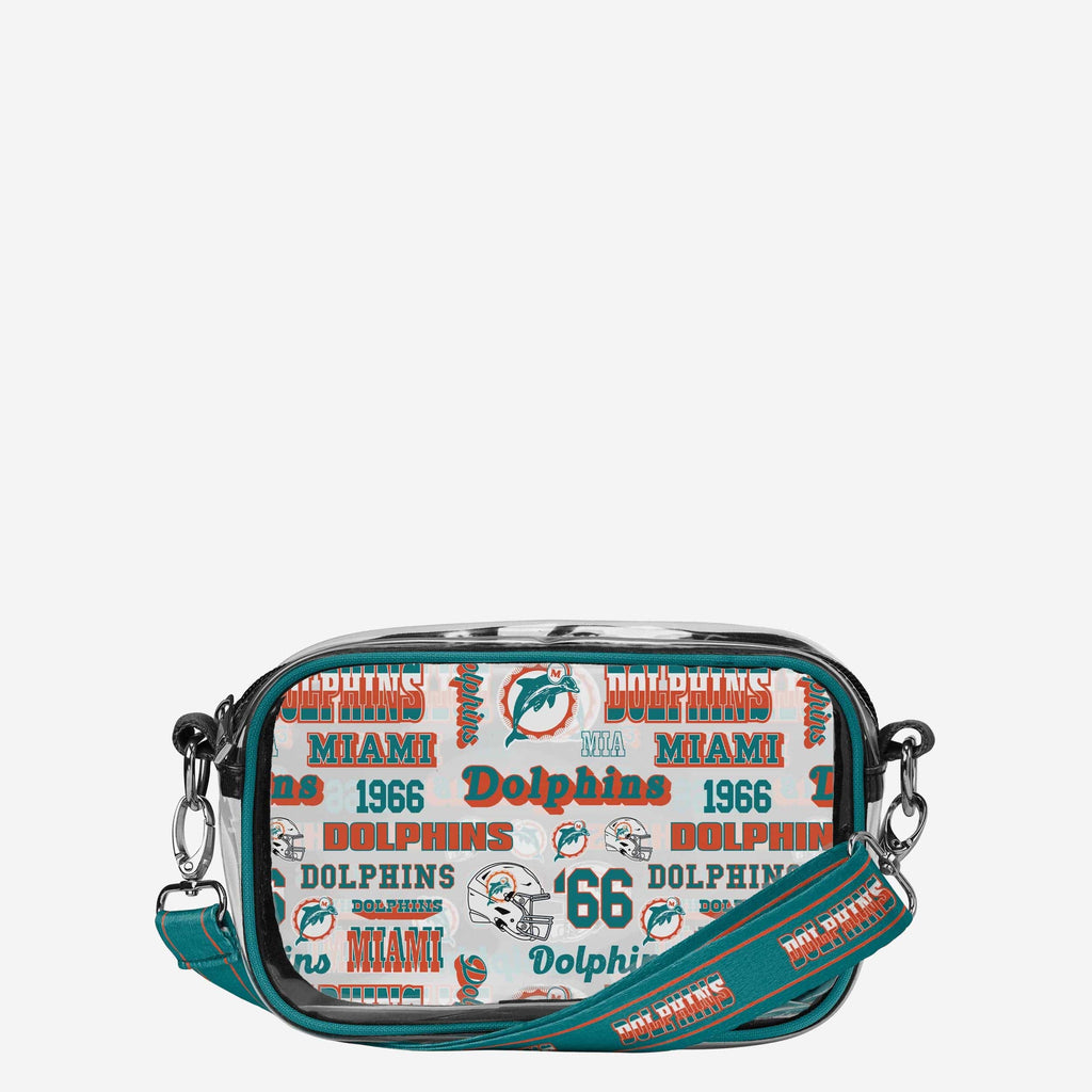 Miami Dolphins Repeat Retro Print Clear Crossbody Bag FOCO - FOCO.com