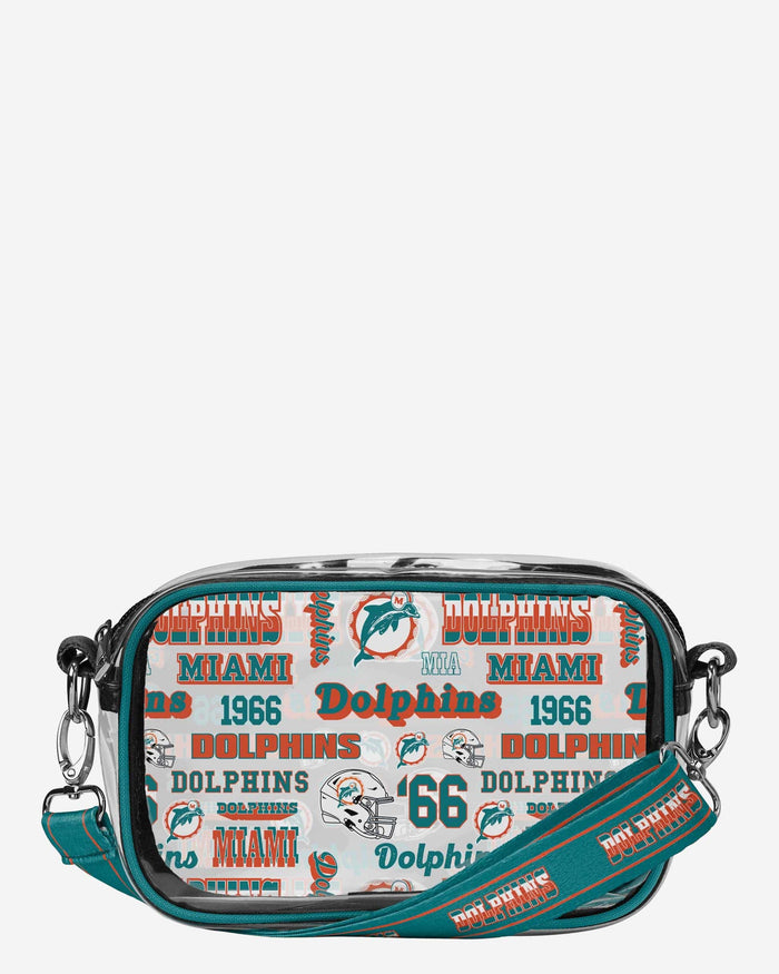 Miami Dolphins Repeat Retro Print Clear Crossbody Bag FOCO - FOCO.com