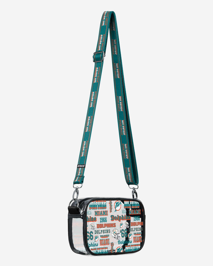 Miami Dolphins Repeat Retro Print Clear Crossbody Bag FOCO - FOCO.com