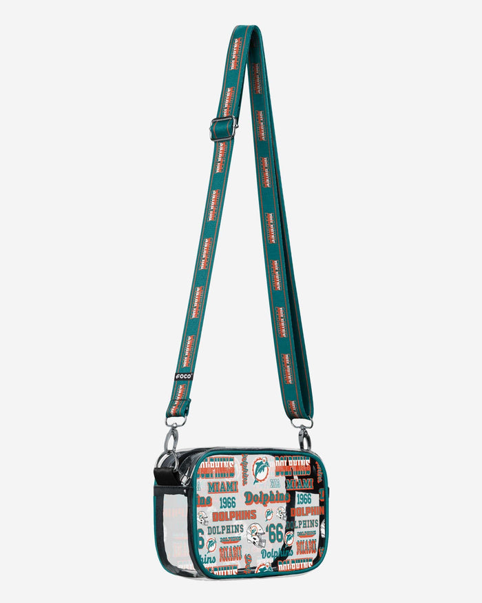 Miami Dolphins Repeat Retro Print Clear Crossbody Bag FOCO - FOCO.com