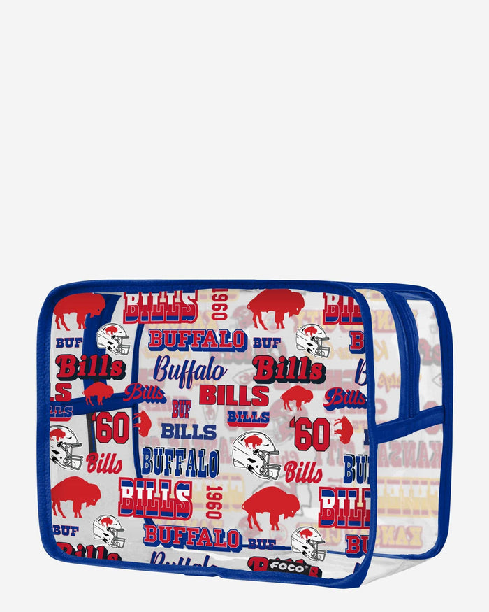 Buffalo Bills Repeat Retro Print Clear Cosmetic Bag FOCO - FOCO.com