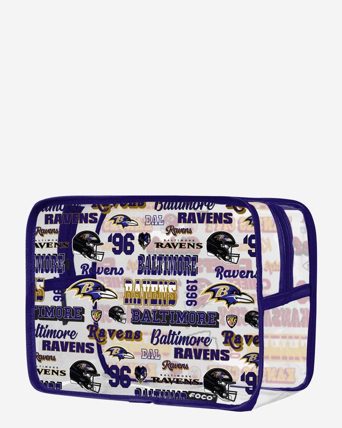 Baltimore Ravens Repeat Retro Print Clear Cosmetic Bag FOCO - FOCO.com