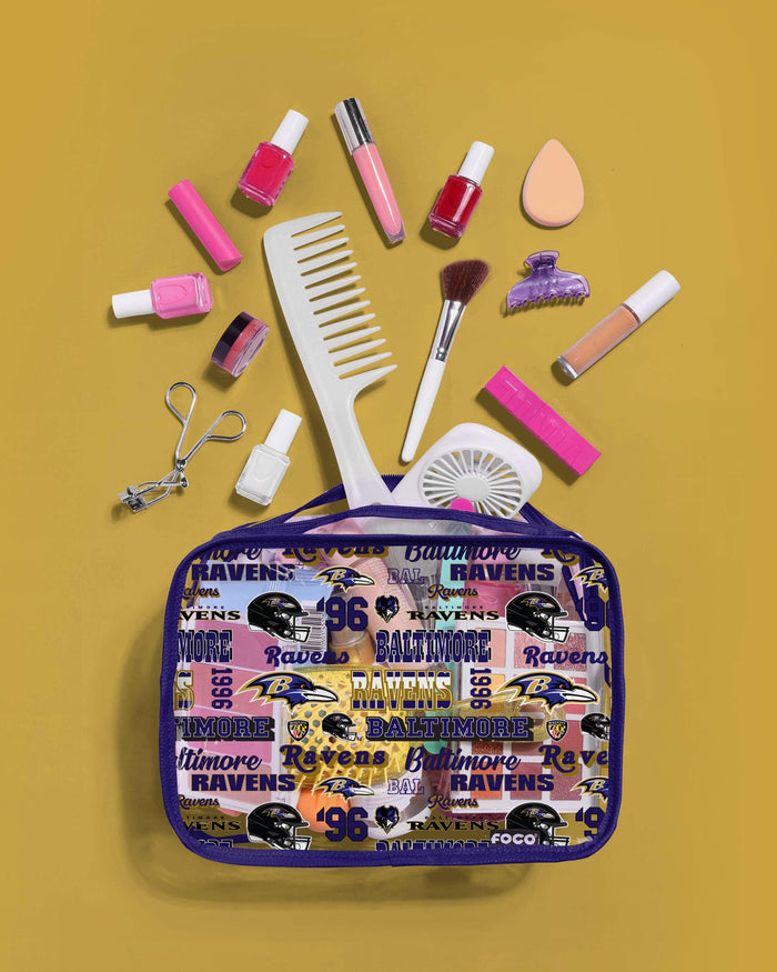 Baltimore Ravens Repeat Retro Print Clear Cosmetic Bag FOCO - FOCO.com