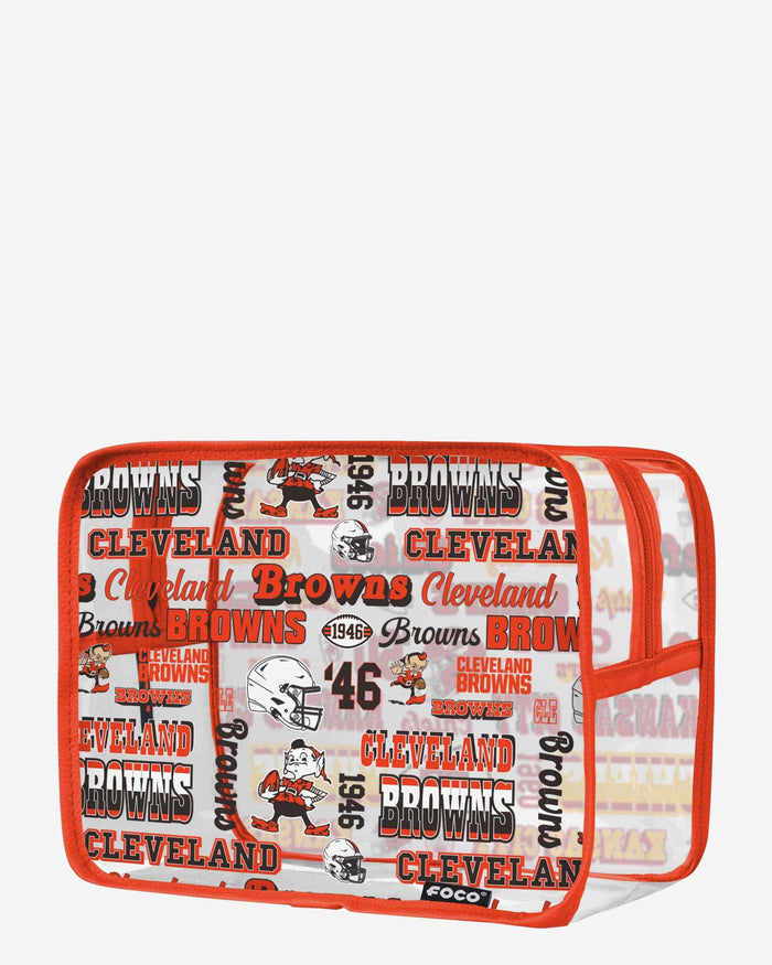 Cleveland Browns Repeat Retro Print Clear Cosmetic Bag FOCO - FOCO.com