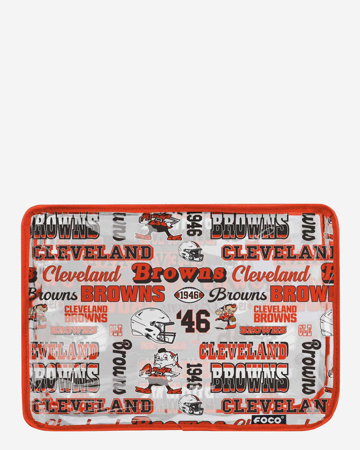 Cleveland Browns Repeat Retro Print Clear Cosmetic Bag FOCO - FOCO.com