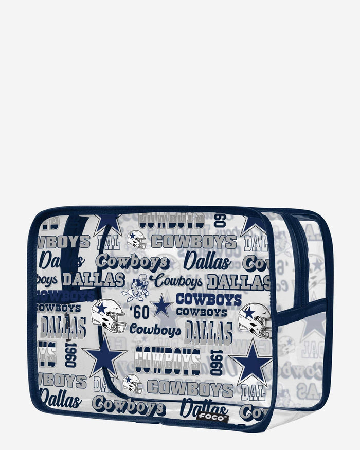 Dallas Cowboys Repeat Retro Print Clear Cosmetic Bag FOCO - FOCO.com