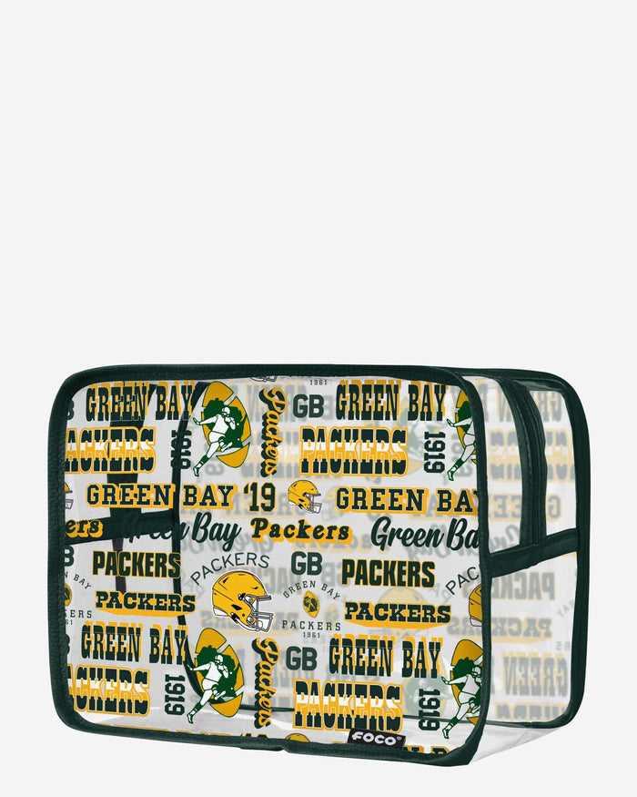 Green Bay Packers Repeat Retro Print Clear Cosmetic Bag FOCO - FOCO.com