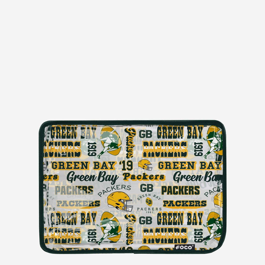 Green Bay Packers Repeat Retro Print Clear Cosmetic Bag FOCO - FOCO.com