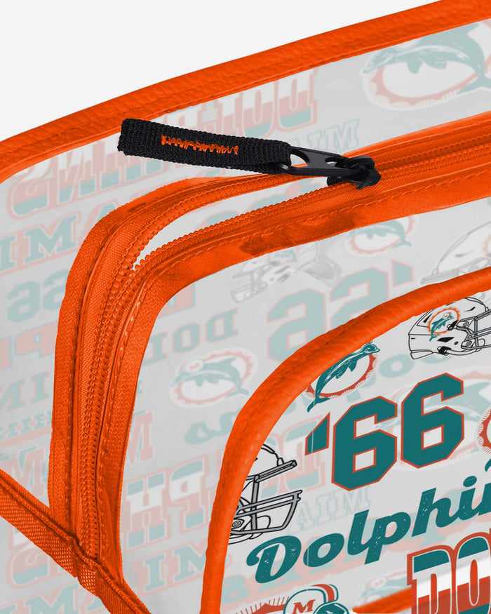 Miami Dolphins Repeat Retro Print Clear Cosmetic Bag FOCO - FOCO.com