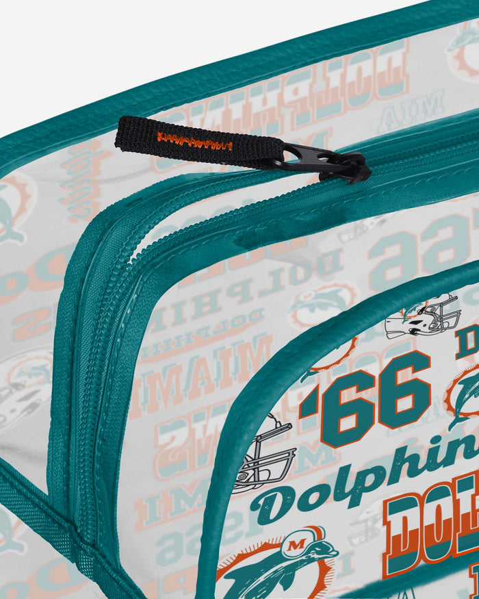 Miami Dolphins Repeat Retro Print Clear Cosmetic Bag FOCO - FOCO.com